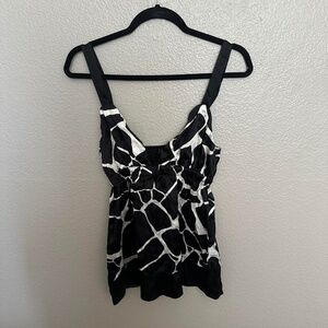 BEBE Vintage Y2K Silk Keyhole Tank Top, Empire Waist, Giraffe Print, Sz S